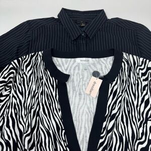Dressbarn Black White Striped Sweater and Worthington Womens Striped Shirt Large